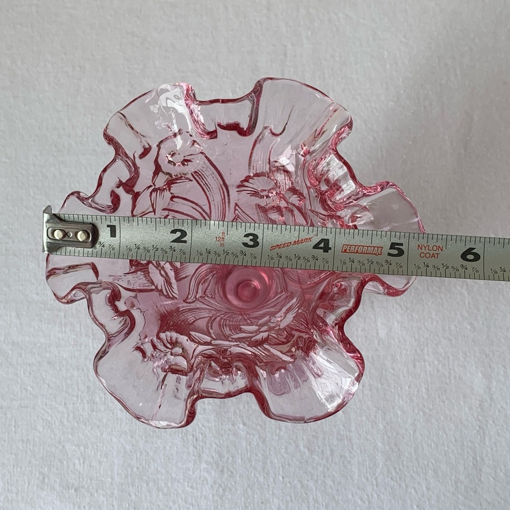 Fenton Rose Pink Floral Daffodil Vintage Beautiful Glass Ruffle Top Vase - Picture 7 of 8